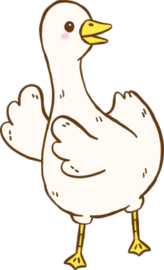 Sevimli Aptal Kaz Dans eden Şişkin Çizgi Film El Çizimi Karalama