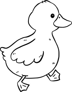 Şirin Çizgi film Ördek Ana Hattı Siyah ve Beyaz Yürüyen El Çizimi