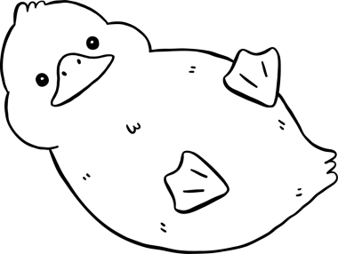 Şirin Çizgi film Ördek Yuvarlama Çizimi Siyah ve Beyaz Yuvarlanan El Çizimi
