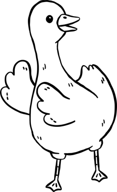 Şirin Aptal Kaz Siyah ve Beyaz Çizgili Dans Çizgi Filmi Çizilmiş El Çizimi