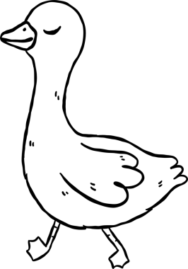 Şirin Şapşal Kaz Siyah ve Beyaz Çizgili Çizgi Çizgi Roman El Çizimi