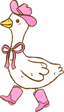 Aptal Kaz, kovboy şapkasında ve çizmelerinde çizmeler çizilmiş.