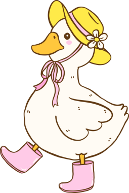 Şirin Beyaz Ördek İlkbahar Estetik Çizgi Film Çizer El Çizer