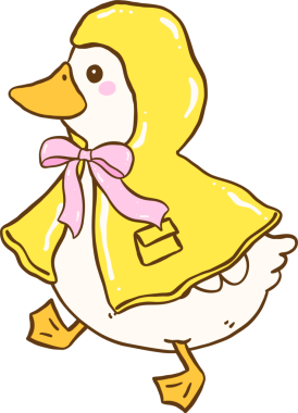 Yağmurluklu şirin beyaz ördek İlkbahar Estetik Çizgi Film Çizer El