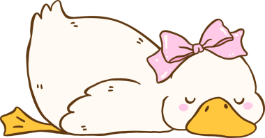 Pembe Fiyonklu Şirin Beyaz Ördek Uyuyan Komik Çizgi Film Çizer El