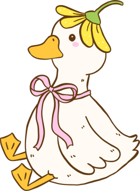 Pembe Fiyonklu Şirin Beyaz Ördek Oturan Bahar Hayvanları Çizer Çizer Çizer El