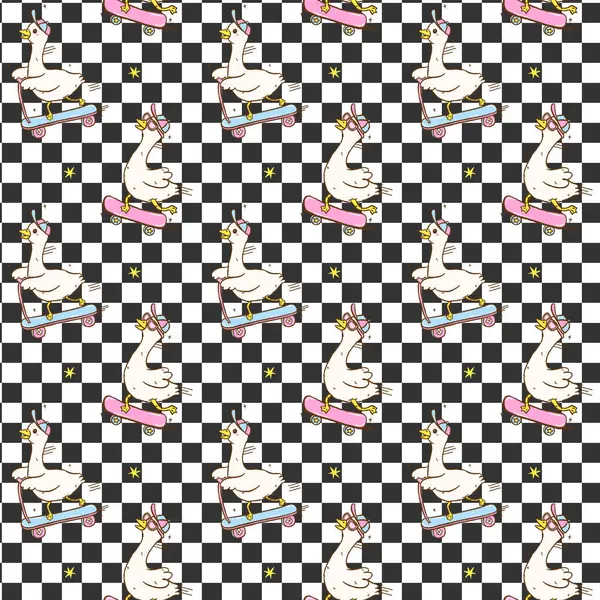 Şirin Retro Aptal Kaz gevşek Kaz Şablonu Oynak Kaz kaykayı sürüyor.