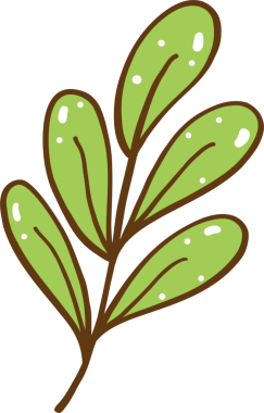 Şirin Yeşil Yaprak Dekoratif Karalama El Çizimi