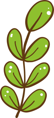 Şirin Yeşil Yapraklar Dekoratif El Çizimi