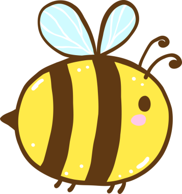 Tatlı Retro Bahar Bal Arısı Çiçekli Kekleme El Çizimi