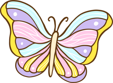 Muhteşem Retro Spring Butterfly Pastel Doodle Hand Çizimi