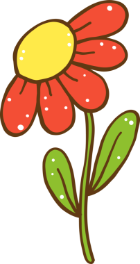 Tatlı Retro Bahar Çiçeği Kök Karalama Elle çizilmiş