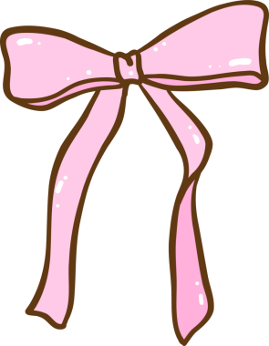 Retro Pembe Kurdele Yaylı El Çizimi