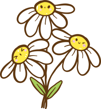 Tatlı Retro Bahar Çiçeği Gülen Yüzlü Doodle El Çizimi