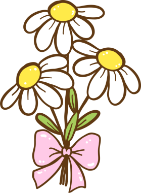 Sevimli Retro Spring Bunch Beyaz Papatya Çiçekleri Yay Karalamalı El