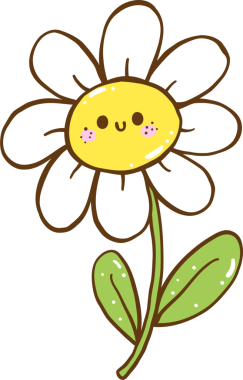 Şirin Retro Bahar Gülen Yüz Çiçeği Kök Karalama Elle çizilmiş