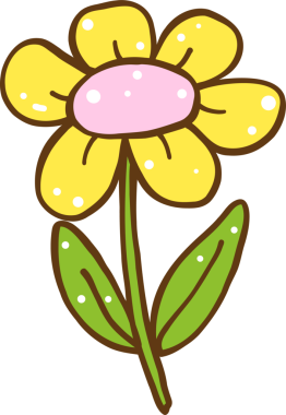 Şirin Retro Bahar Sarı Çiçeği Kök Karalama Elle çizilmiş