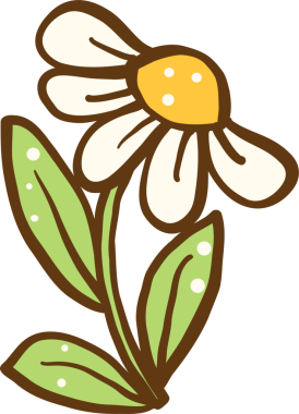 Çizgi film karakteri çizilmiş Şirin Daisy çiçeği