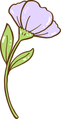 Şirin mor çiçek Çizgi film El çizimi