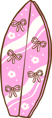 Şirin Yaz Şeyi Pembe Sörf Tahtası Yaylı Çizim