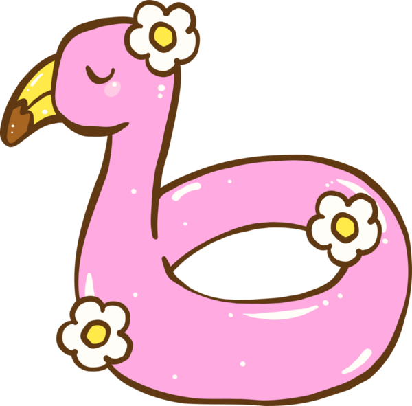 Havalı Yaz Şirin Pembe Flamingo Şamandıra Çizimi