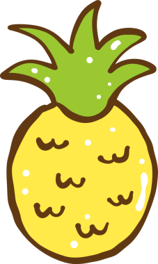 Sevimli Çizgi Film Ananas Dekorasyonu El Çizimi