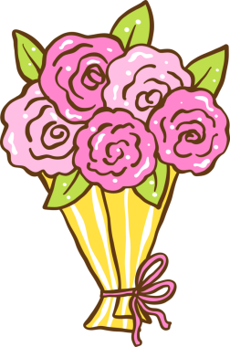 El Çizimi Pembe Çiçek Buket İllüstrasyonu, Pastel Çiftçi Pazarı