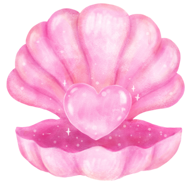 Pastel Pembe Açık Deniz Kabuğu ve İnci Suluboya Deniz Kabuğu