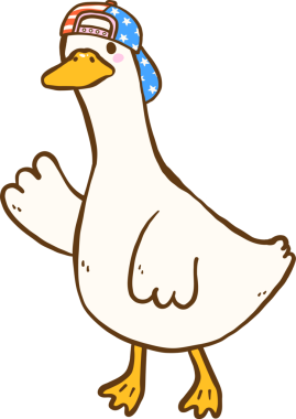 Şirin 4 Temmuz Aptal Kaz ve Amerikan Şapka Şapkalı El Çizimi