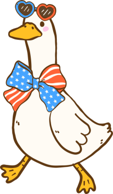 Sevimli 4 Temmuz Kız Aptal Kaz Amerikan Bayrak Yayı El Kuşu