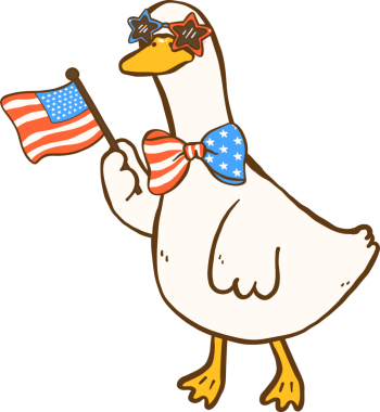 Amerikan Bayrağını Tutan Kaz Çizgi Filmi Amerikan Bayrağını Sallıyor