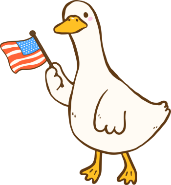 Çizgi film Kaz Amerikan Bayrağını Tutuyor