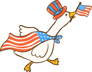 4 Temmuz Anksiyetesi Amerikan Bayrağı ve Sam Amca Şapkalı Kaz Kuşu