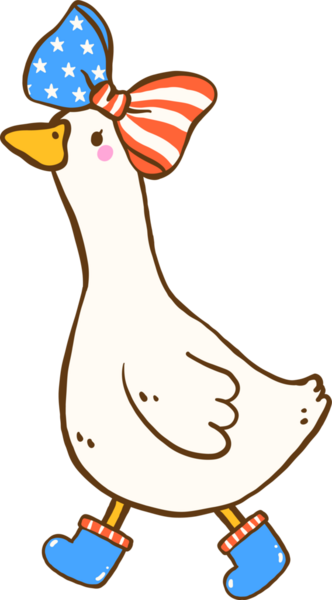 Sevimli 4 Temmuz Şapşal Kaz Amerikan Bayrağı ve Güneş Gözlüğü Çizilmiş Kaz