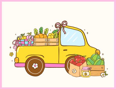 Şirin Kız Çiftçi Market Arabası Taze Meyve, Sebze Yetiştirme Kek Elleri İçeriyor