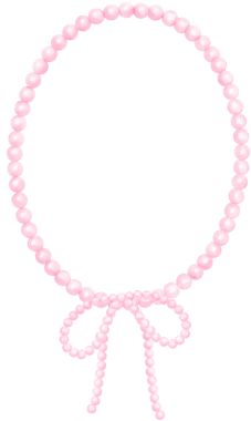 Kurdeleli pembe inci çerçeve oval şekil suluboya