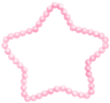 Retro Pembe İnci Çerçeve Yıldız Şekli suluboya