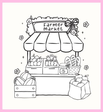 Şirin Kız Çiftçi Pazarı Ana Hattı Meyve Satışı, Sebzeler Üretim Sayfası Çizim Elleri