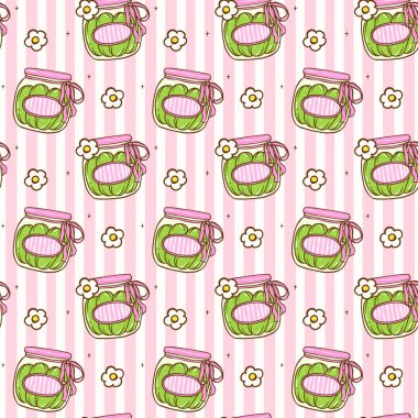 Şirin Coquette Kusursuz Şekilsiz Salatalıklar Pembe kurdeleli Salatalık Turşusu Kavanozu Kız Retro Duvar Kağıdı.