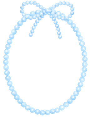 Şirin Mavi Pembe İnci Çerçeve Oval Şekil Kurdeleli suluboya