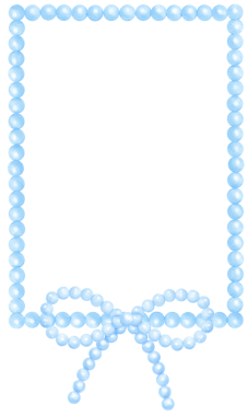 Mavi İnci Dikdörtgen çerçeve şekli ile kurdele yayı suluboya