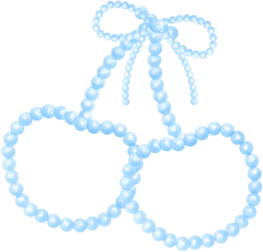 Mavi İnci Kirazları ve fiyonklu Watercolor Vintage y2k Estetik