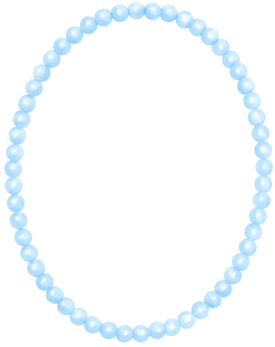 Mavi Pembe İnci Çerçeve Oval Shape Suluboya