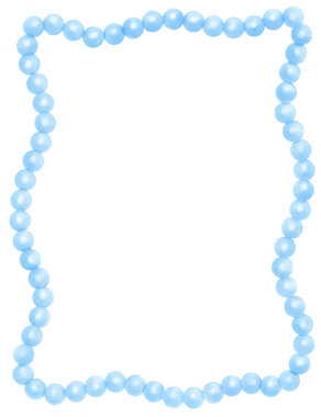 Retro Mavi İnci Çerçeve Dalgalı Dikdörtgen şekilli suluboya