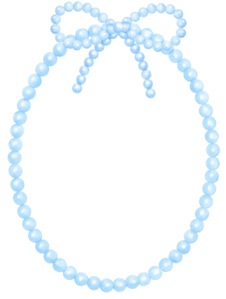 Şirin Mavi Pembe İnci Çerçeve Oval Şekil Kurdeleli suluboya