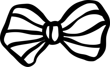 Şirin Çizgili Papyon Dekoratif karalama çizimi el çizimi siyah beyaz