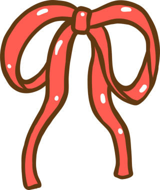 Tuhaf Doodle Kırmızı Kurdele Yay El Çekimi