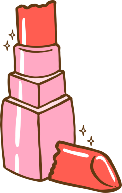 Dağınık Coquette, Tatlı kırmızı ruj Kırık Doodle Hand Çizimi