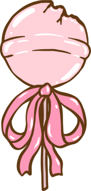 Dağınık Coquette, Şirin Pembe Isırılmış lolipop şekeri ve kurdele yayı çizilmiş Doodle Hand