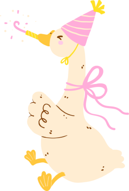 Sevimli Kız Kaz Doğum günü Korna Çalan Bir Parti Kukusu